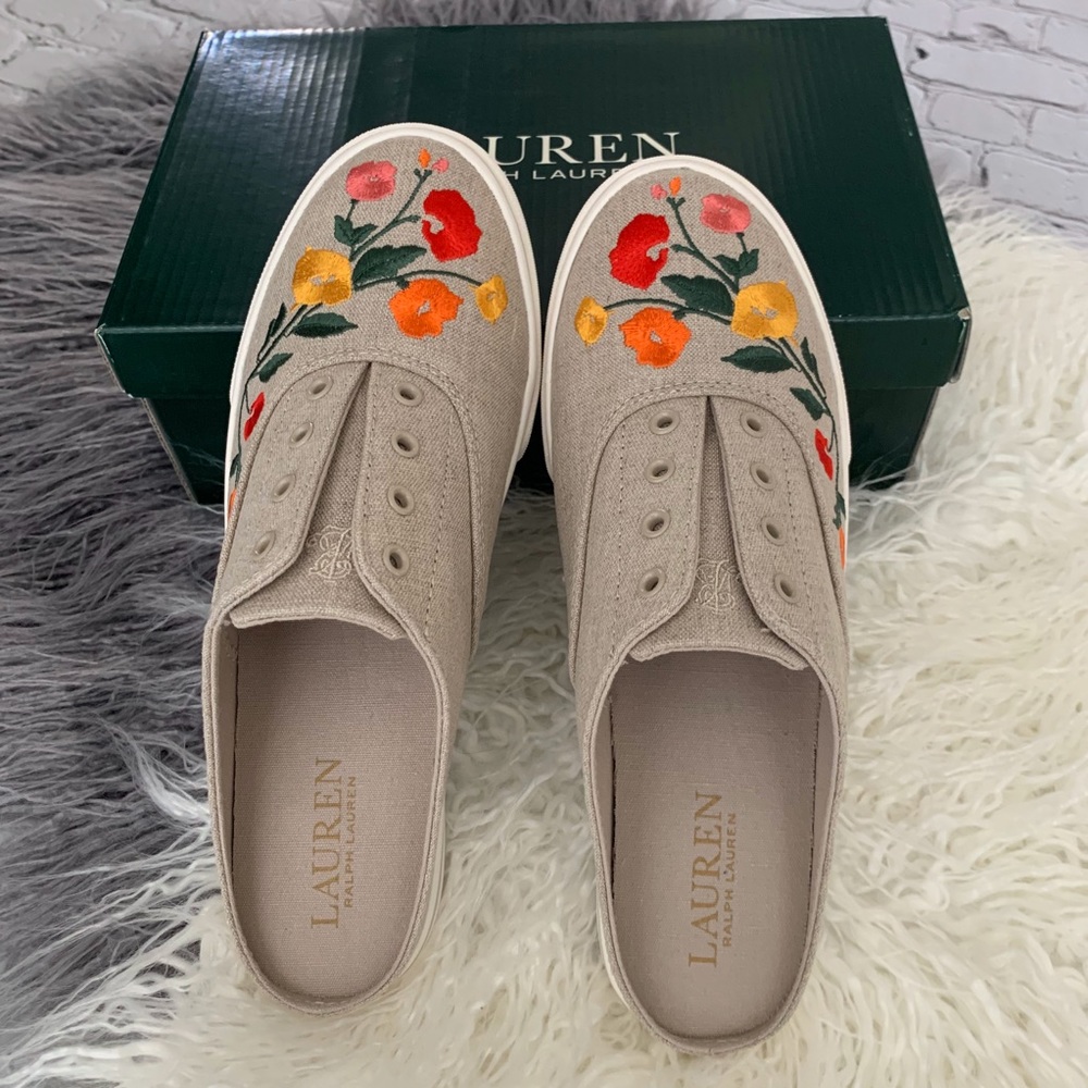 Ralph Lauren Jaida Linen Sneakers Shoe Slide 7 - Picture 7 of 8